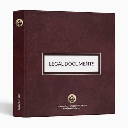 Oxblood Leather Print Legal Documents Binder