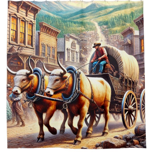 Oxen and Cart Shower Curtain (Front)