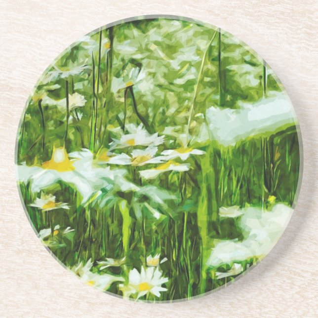 Oxeye Daisy Abstract Impressionism Coaster (Front)