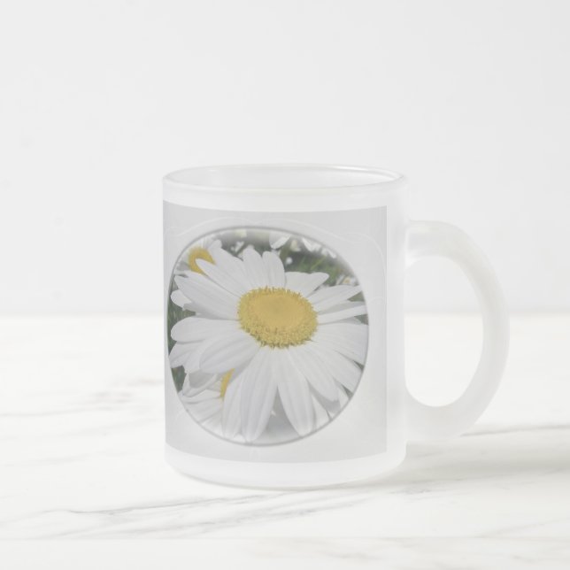 Oxeye Daisy Wildflower Frosted Glass Coffee Mug (Right)