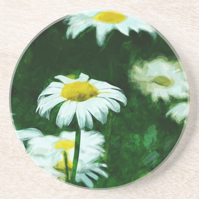 Oxeye White Daisies Abstract Impressionism Coaster (Front)