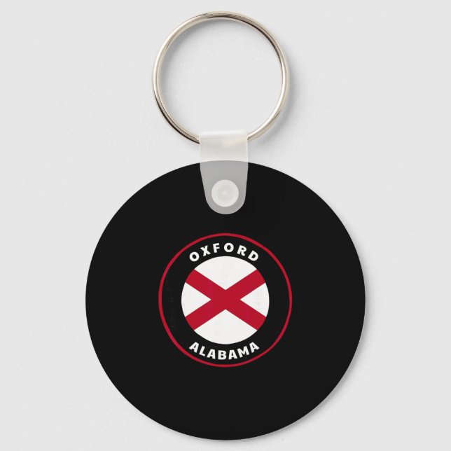 Oxford Alabama Al State Flag Badge Vacation  Keychain (Front)