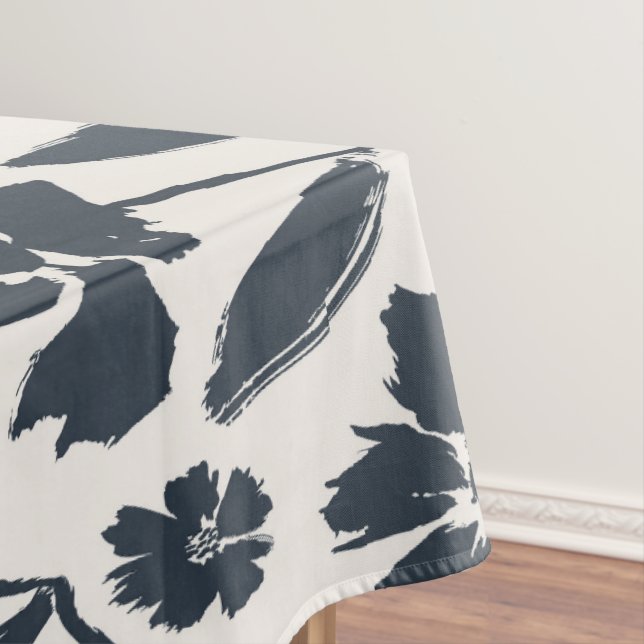 Oxford Blue Flowers in Cream Canvas Tablecloth (In Situ)