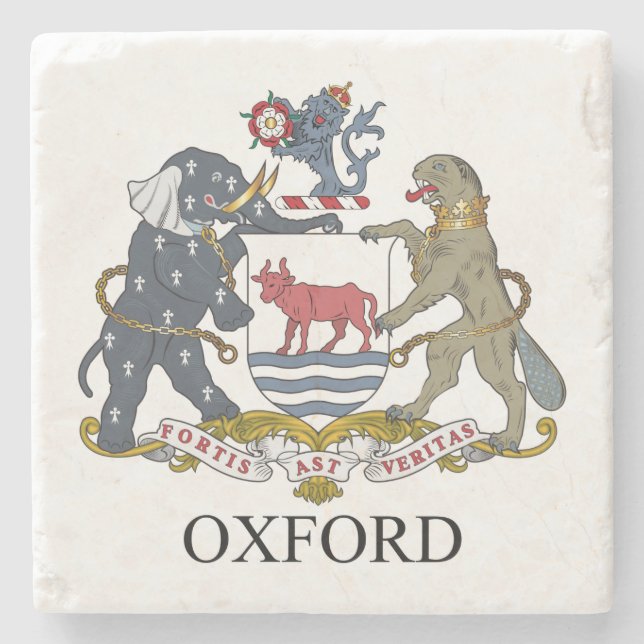 Oxford coat of arms stone coaster (Front)