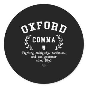Oxford Comma English Grammar Nerd Classic Round Sticker