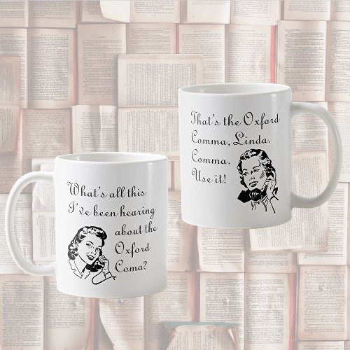 Oxford Comma Not Coma with Retro Ladies Coffee Mug