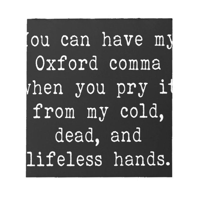 Oxford Comma Notepad (Front)