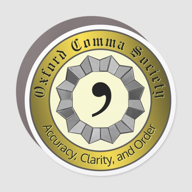 Oxford Comma Society Car Magnet (Front)