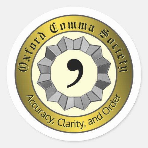 Oxford Comma Society Classic Round Sticker