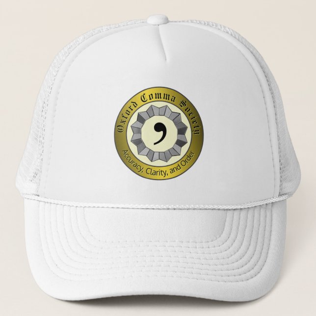Oxford Comma Society Trucker Hat (Front)