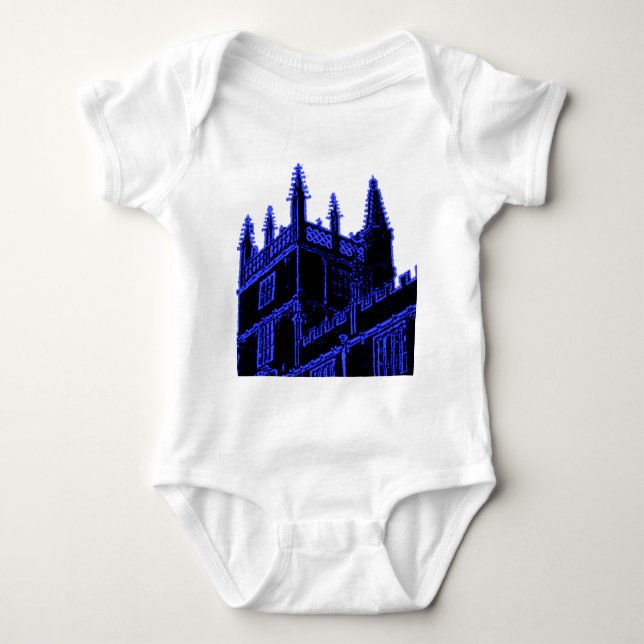 Oxford England 1986 Building Spirals Blue Baby Bodysuit (Front)