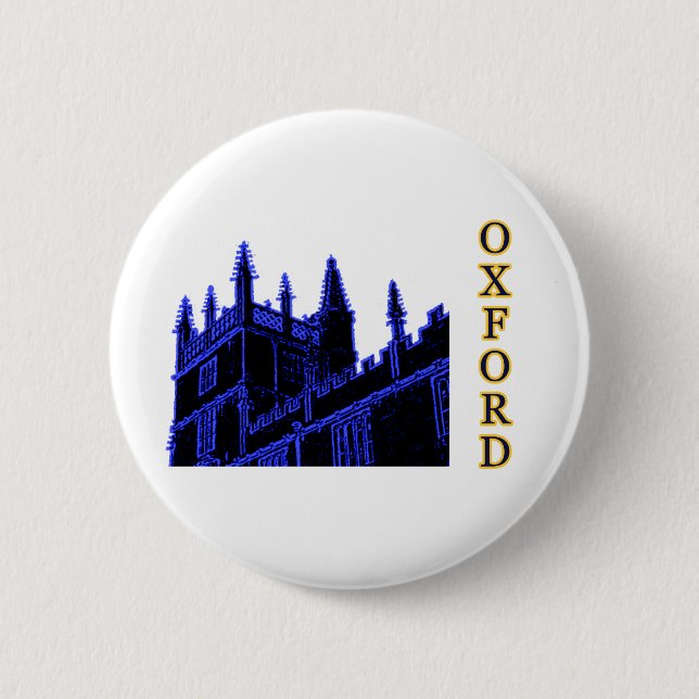 Oxford England 1986 Building Spirals Blue Button (Front)