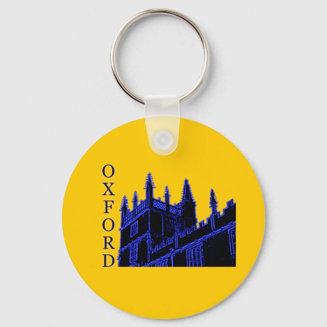Oxford England 1986 Building Spirals Blue Keychain (Front)
