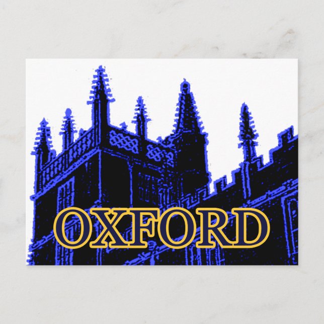 Oxford England 1986 Building Spirals Blue Postcard (Front)