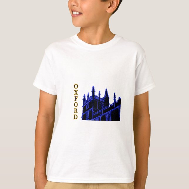 Oxford England 1986 Building Spirals Blue T-Shirt (Front)