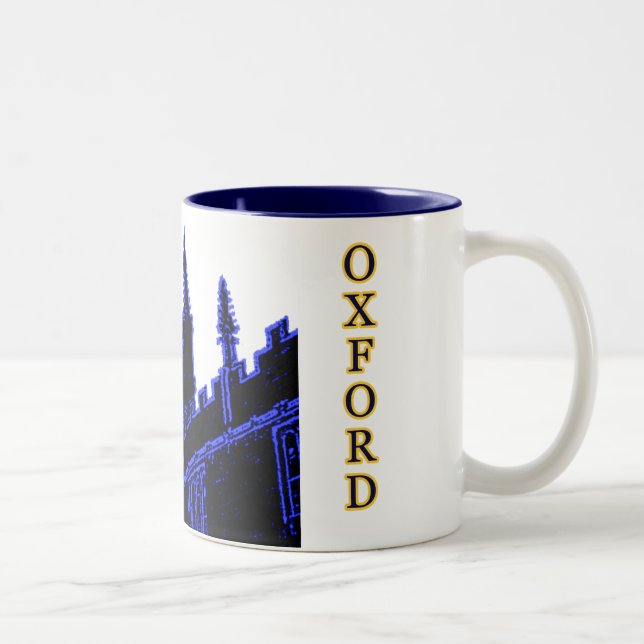 Oxford England 1986 Building Spirals Blue Two-Tone Coffee Mug (Right)