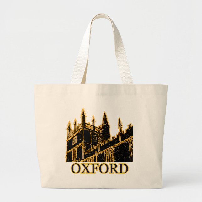 Oxford England 1986 Building Spirals Brown Large Tote Bag (Front)