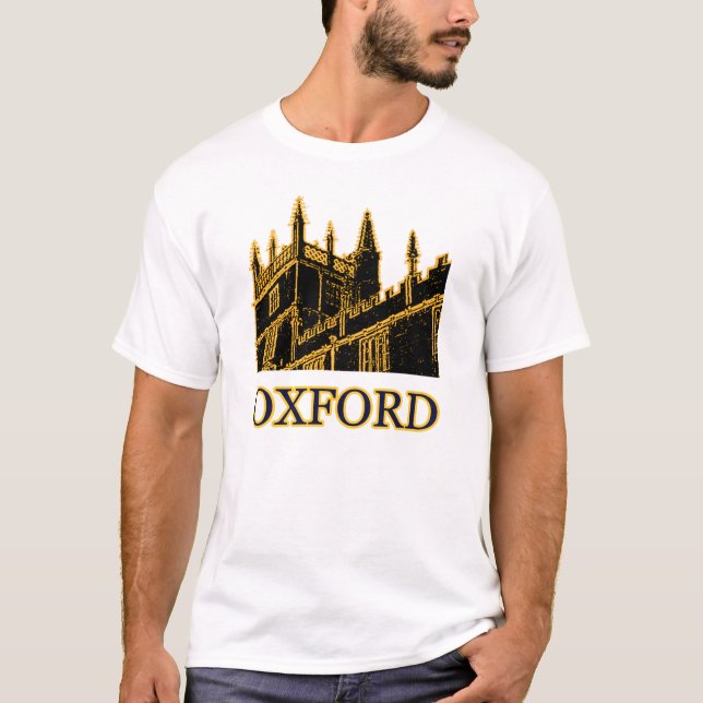 Oxford England 1986 Building Spirals Brown T-Shirt (Front)