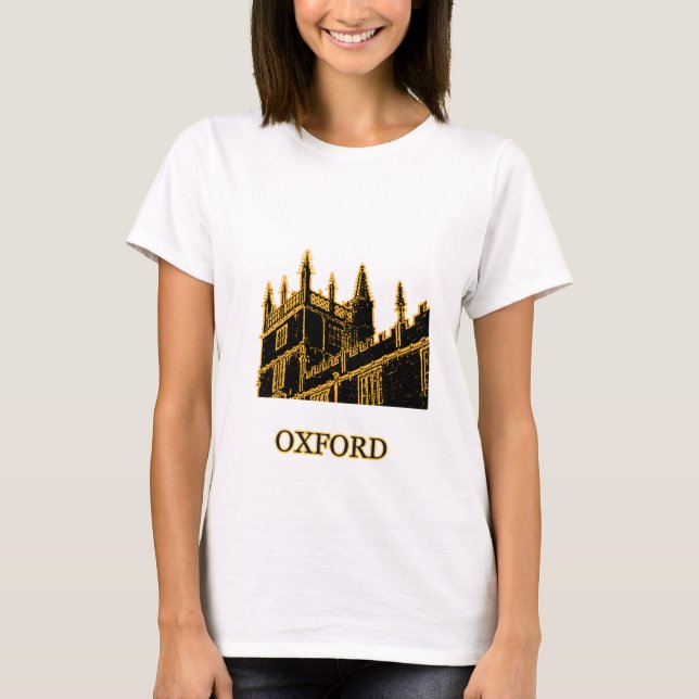 Oxford England 1986 Building Spirals Brown T-Shirt (Front)
