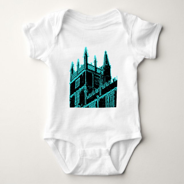 Oxford England 1986 Building Spirals Cyan Baby Bodysuit (Front)
