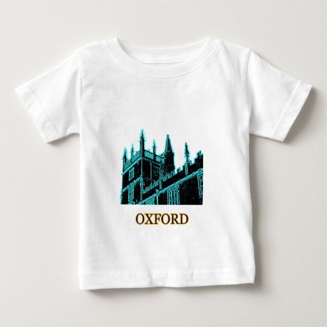 Oxford England 1986 Building Spirals Cyan Baby T-Shirt (Front)