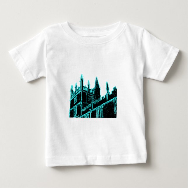 Oxford England 1986 Building Spirals Cyan Baby T-Shirt (Front)