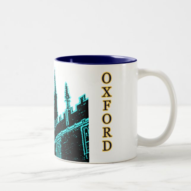 Oxford England 1986 Building Spirals Cyan Two-Tone Coffee Mug (Right)