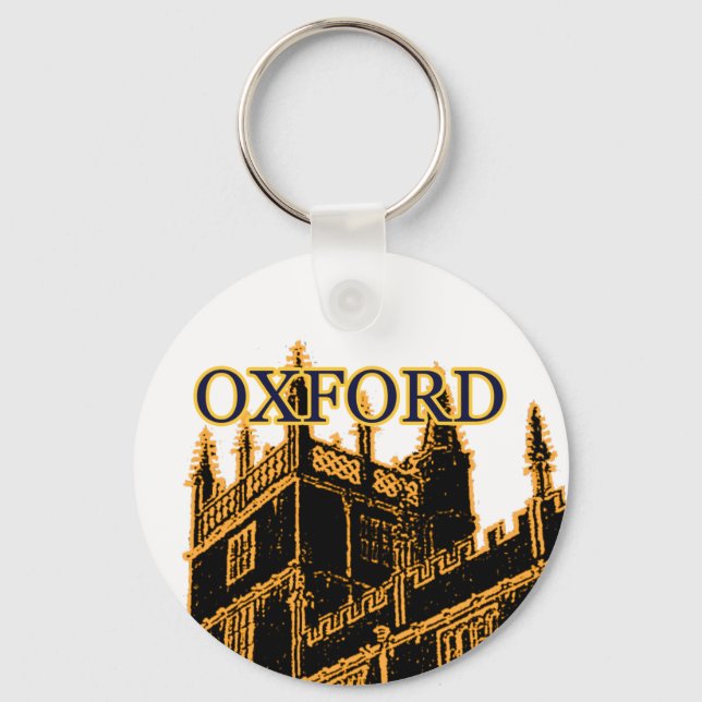 Oxford England 1986 Building Spirals Gold Keychain (Front)