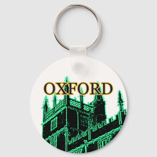 Oxford England 1986 Building Spirals Green Keychain (Front)
