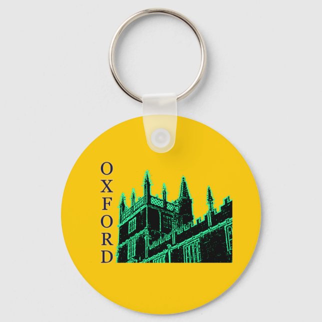 Oxford England 1986 Building Spirals Green Keychain (Front)