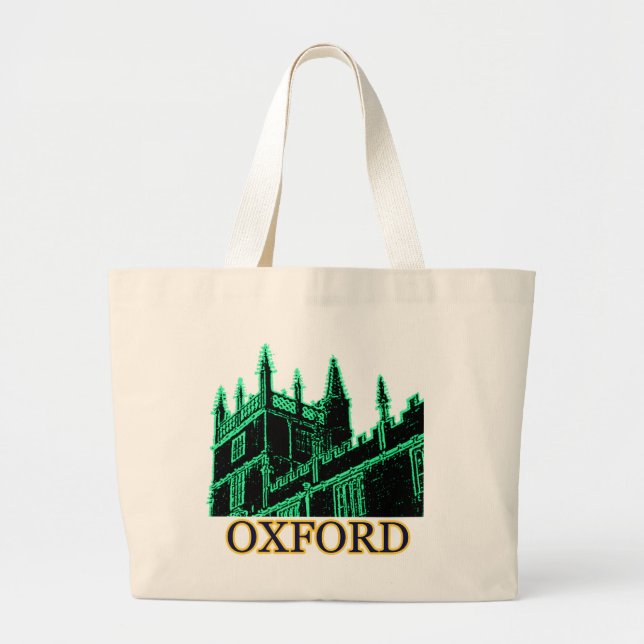 Oxford England 1986 Building Spirals Green Large Tote Bag (Front)