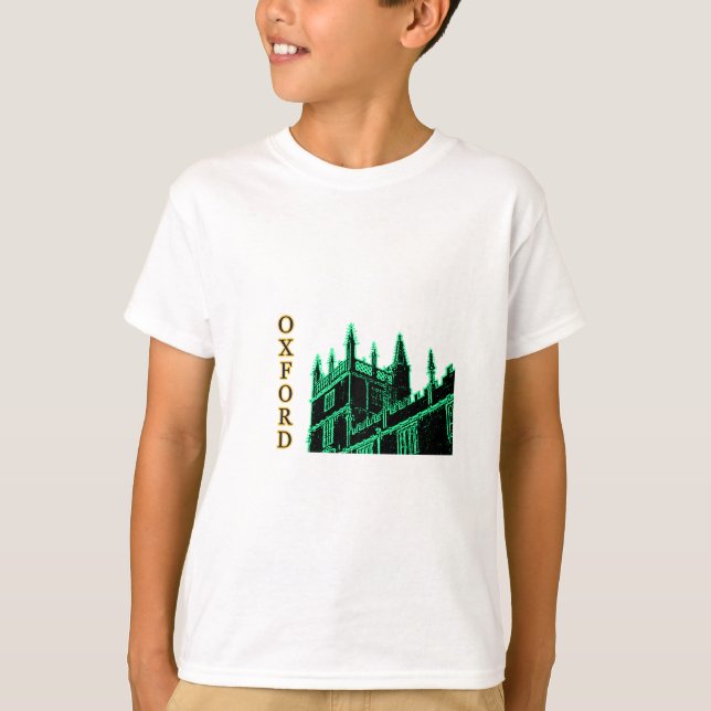 Oxford England 1986 Building Spirals Green T-Shirt (Front)
