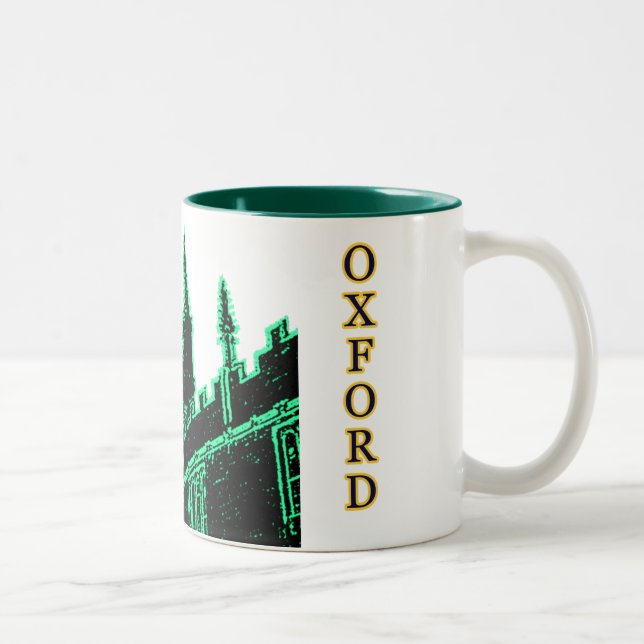 Oxford England 1986 Building Spirals Green Two-Tone Coffee Mug (Right)