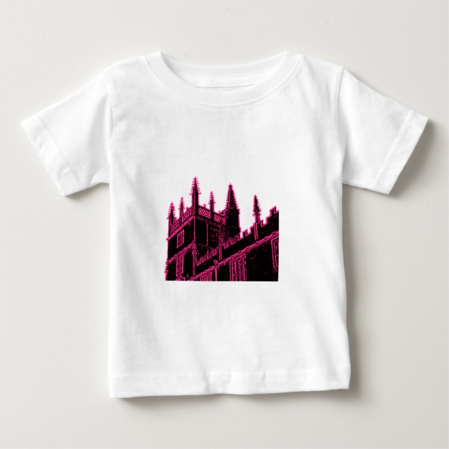 Oxford England 1986 Building Spirals Magenta Baby T-Shirt (Front)