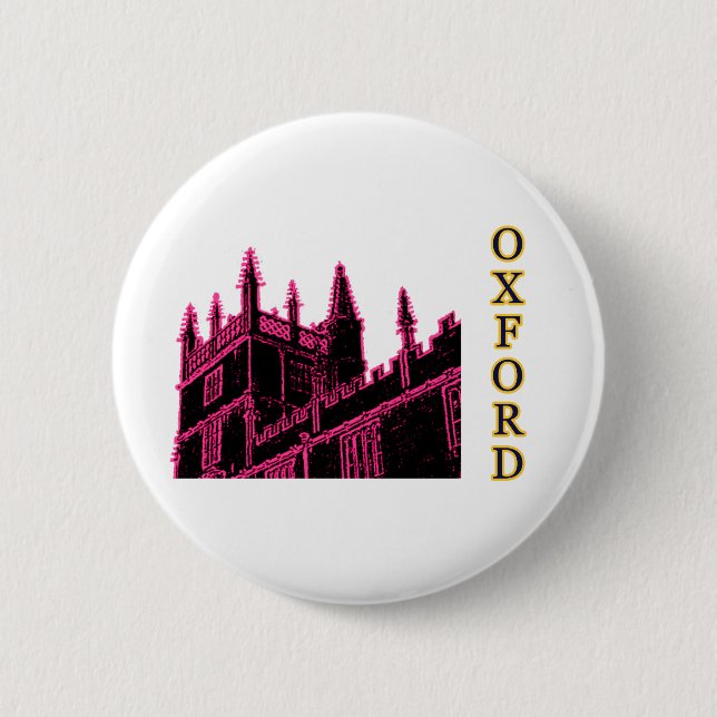 Oxford England 1986 Building Spirals Magenta Button (Front)
