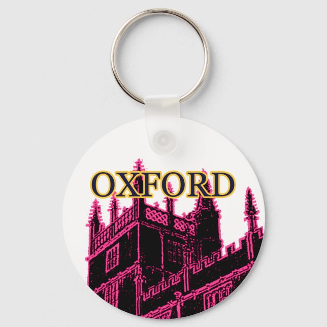 Oxford England 1986 Building Spirals Magenta Keychain (Front)