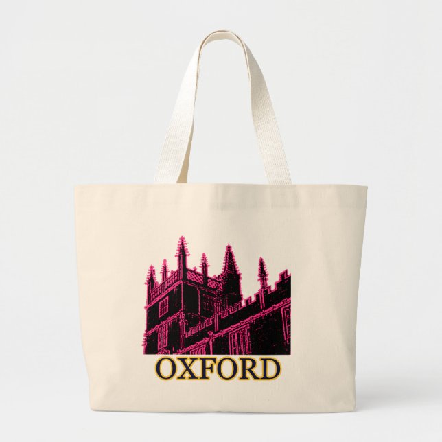 Oxford England 1986 Building Spirals Magenta Large Tote Bag (Front)
