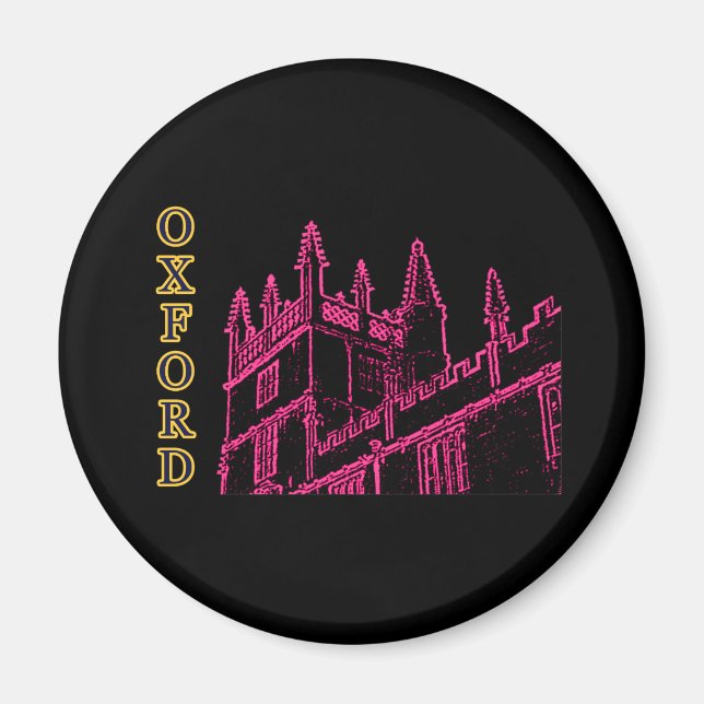 Oxford England 1986 Building Spirals Magenta Magnet (Front)