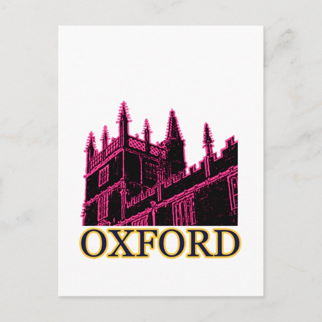 Oxford England 1986 Building Spirals Magenta Postcard (Front)