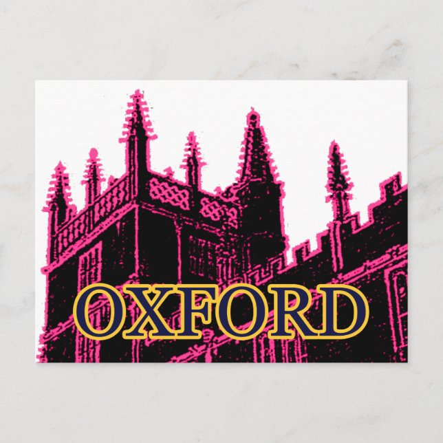Oxford England 1986 Building Spirals Magenta Postcard (Front)