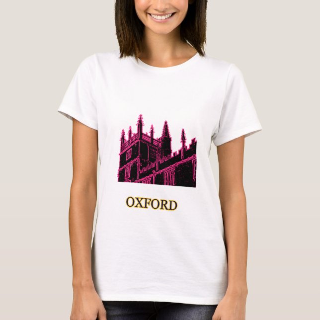 Oxford England 1986 Building Spirals Magenta T-Shirt (Front)