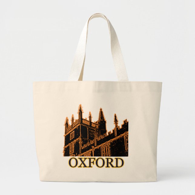 Oxford England 1986 Building Spirals Orange Large Tote Bag (Front)