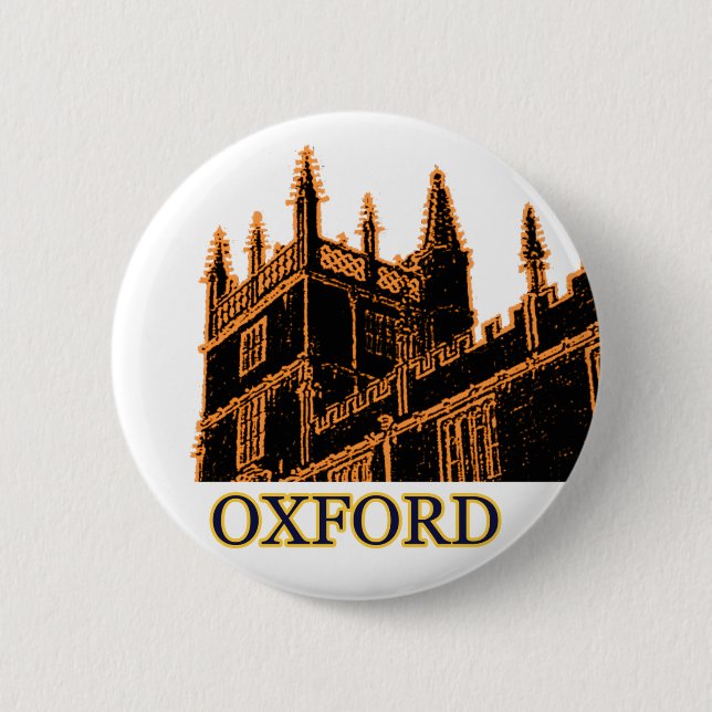 Oxford England 1986 Building Spirals Orange Pinback Button (Front)
