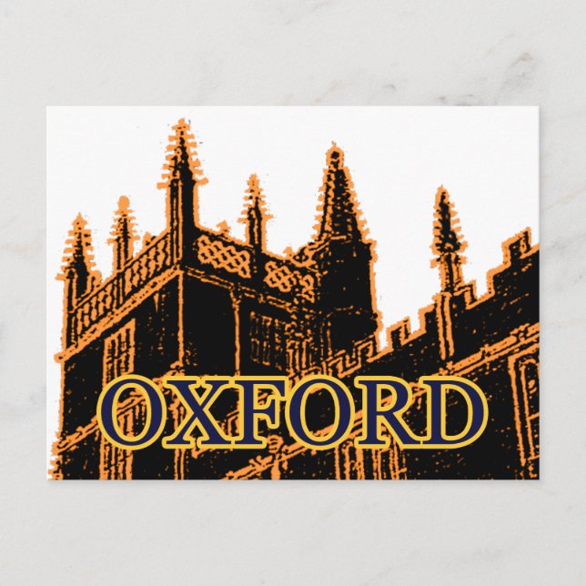 Oxford England 1986 Building Spirals Orange Postcard (Front)