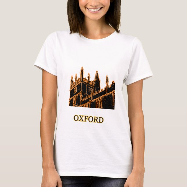 Oxford England 1986 Building Spirals Orange T-Shirt (Front)