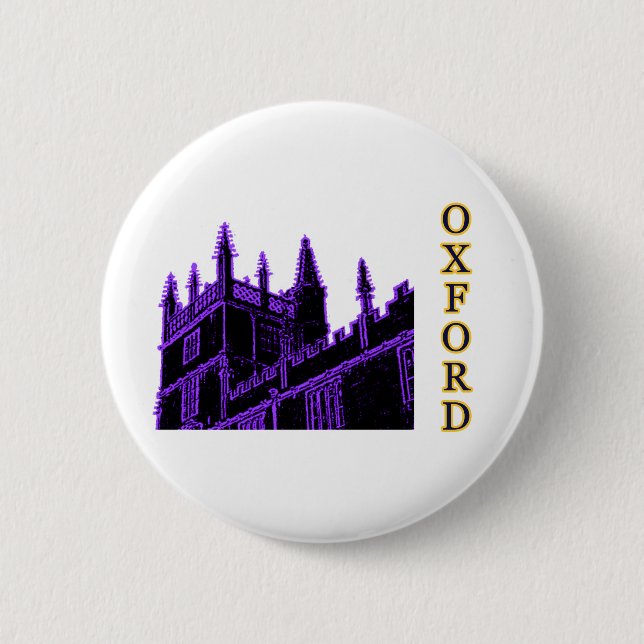 Oxford England 1986 Building Spirals Purple Button (Front)