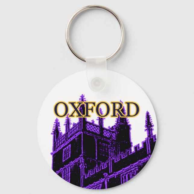 Oxford England 1986 Building Spirals Purple Keychain (Front)