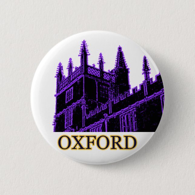 Oxford England 1986 Building Spirals Purple Pinback Button (Front)