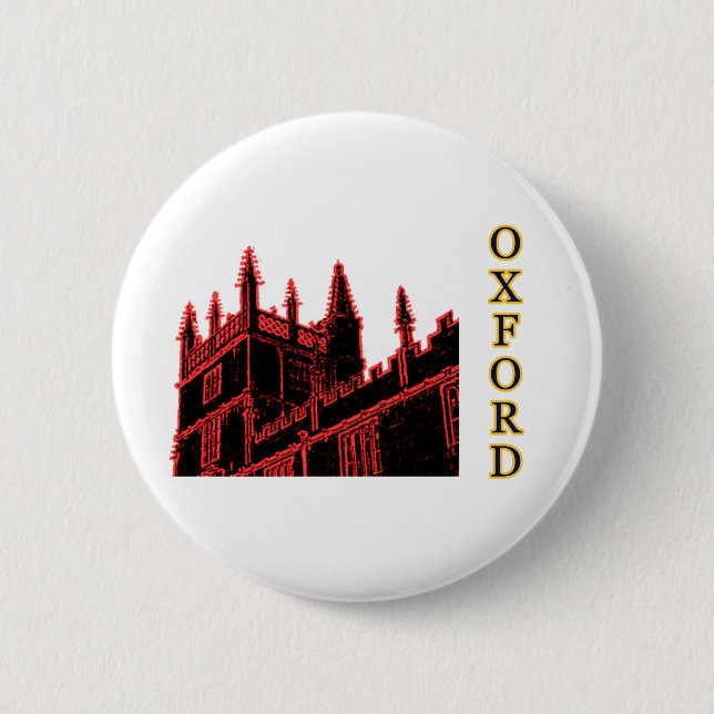 Oxford England 1986 Building Spirals Red Pinback Button (Front)