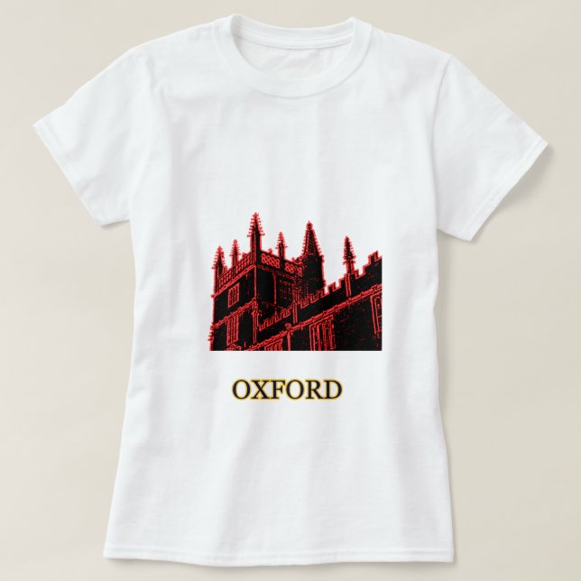 Oxford England 1986 Building Spirals Red T-Shirt (Design Front)